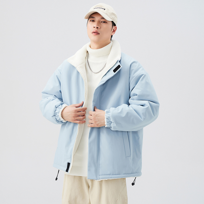 2025秋冬季新款双面穿羊羔绒棉服外套保暖重磅棉衣时尚立领夹克