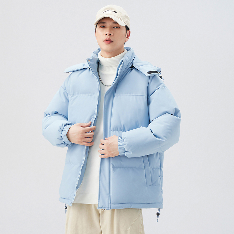 2025新款棉服男款冬季加厚连帽新款纯色面包服时尚保暖棉袄