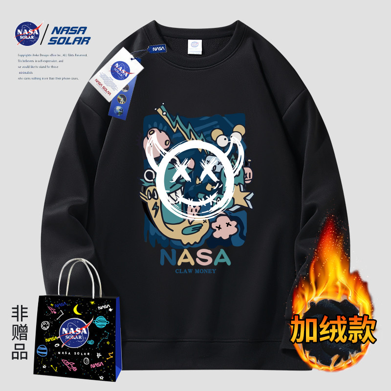 NASA聯名款2022秋冬新款小惡魔情侶連帽上衣男女同款圓領加絨衛衣在類目 男裝, 衛衣中 - 來自Buy2taobao.com提供專業的淘寶代購服務