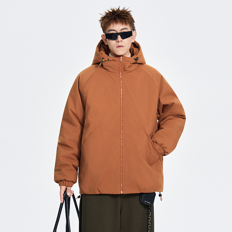 2025新款棉服男款冬季加厚连帽新款连帽纯色面包服时尚保暖棉袄