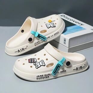 洞洞鞋男款厚底爆款室内包头拖鞋学生时尚潮男凉鞋女士半拖外穿夏