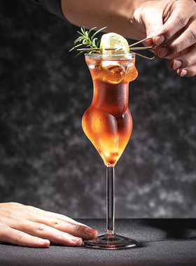 美女杯个性高脚香槟杯创意鸡尾酒杯网红女士氛围玻璃杯子酒吧酒具