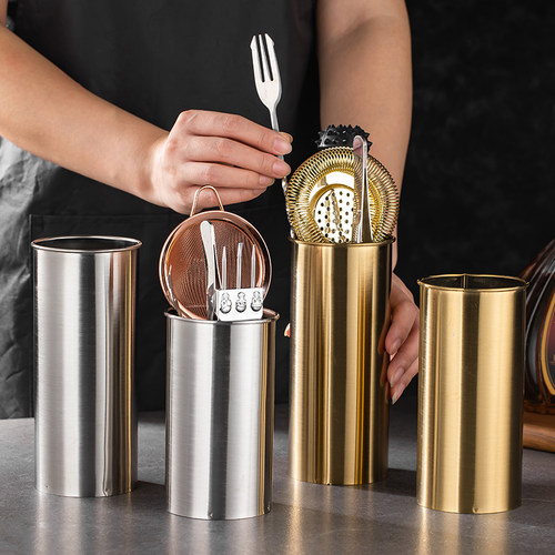 不锈钢吧台工具吸管筷子收纳筒