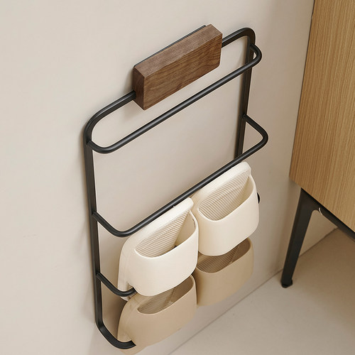 卫生间拖鞋架免打孔壁挂式新款浴室门后墙上鞋架收纳鞋子沥水架