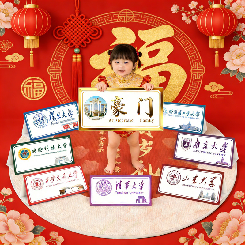 十大名校抓周道具大学抓周卡片抓周大学牌子名校抓周牌抓周大学牌