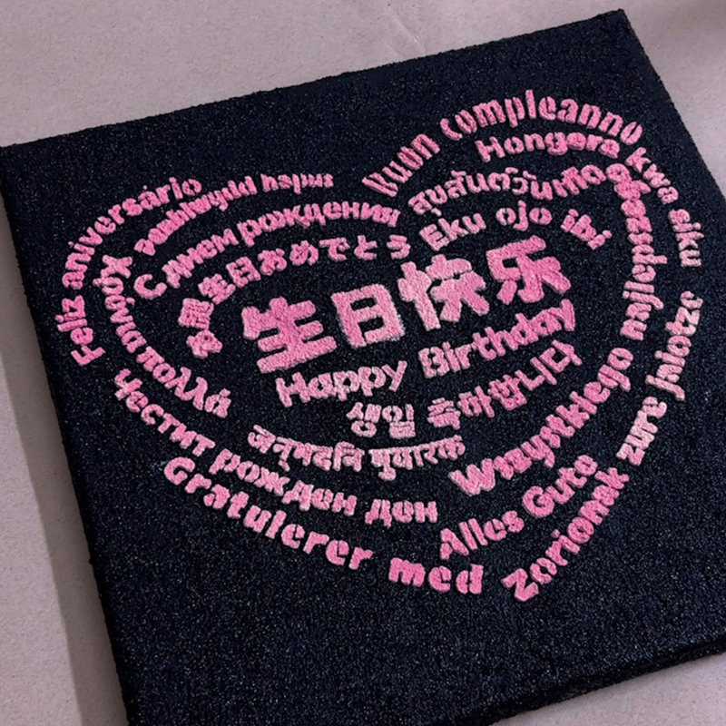 多国语言生日快乐石英砂肌理画diy材料包模版送男女朋友闺蜜礼品