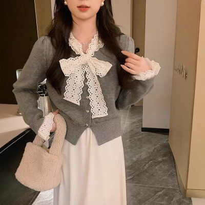 红色短款毛衣外套女秋冬