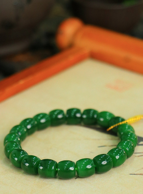 天然新疆和田玉俄罗斯老坑碧玉老型珠手串手链古风男女手饰收藏