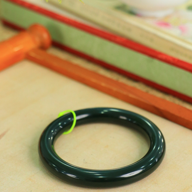 天然新疆和田玉山料青玉58.6圈口手镯大气典雅古风男女手饰收藏