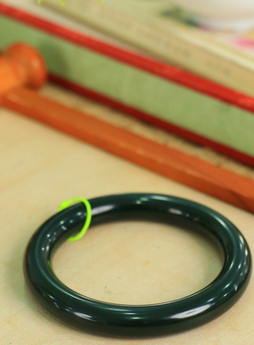 天然新疆和田玉山料青玉58.6圈口手镯大气典雅古风男女手饰收藏