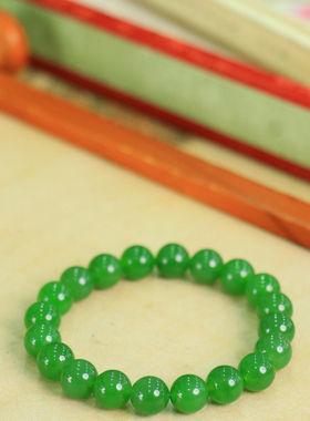 天然新疆和田玉俄罗斯老坑碧玉9.5mm手串手链古风男女手饰收藏