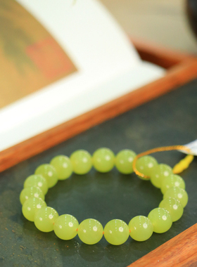 天然新疆和田玉山料若羌黄口料10mm手串手链古风男女手饰收藏礼品