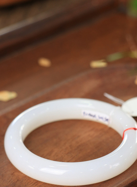 天然新疆和田玉羊脂级白玉54圈口手镯大气典雅古风男女手饰收藏