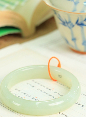 天然新疆和田玉山料冰底晴水56圈口手镯大气典雅古风男女手饰收藏