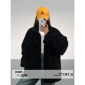 ousph 现货6折 立领宽松仿皮草外套女皮毛一体夹棉加厚羊羔绒