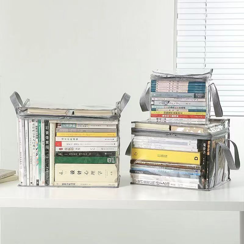 收纳箱书箱学生教室装书整理可折叠透明书本储物盒实用多用途箱子