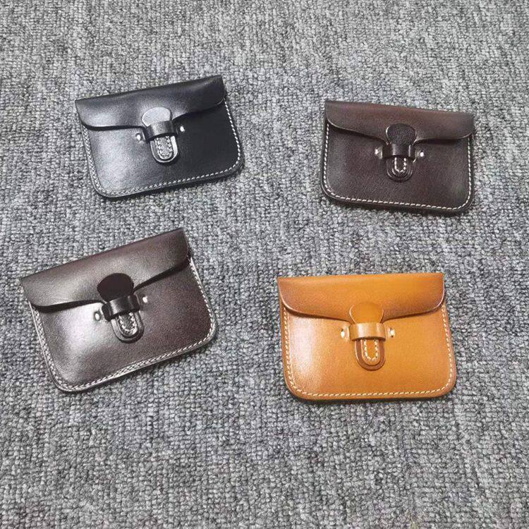 2025新款复古植鞣牛皮卡包树膏牛皮零钱包简约前插卡真皮小手包