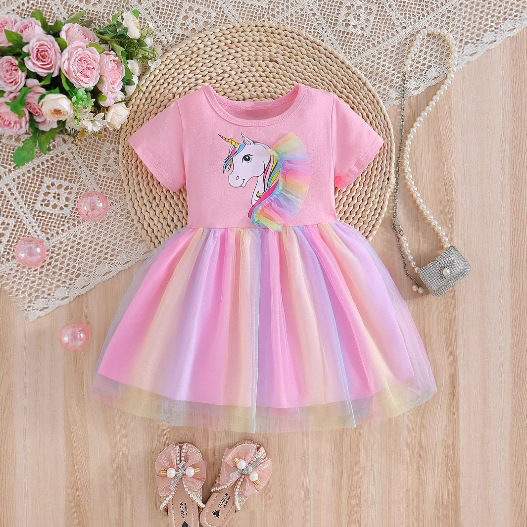 女童连衣裙夏季2026新款宝宝洋气时髦裙子夏装女孩儿童网纱公主裙