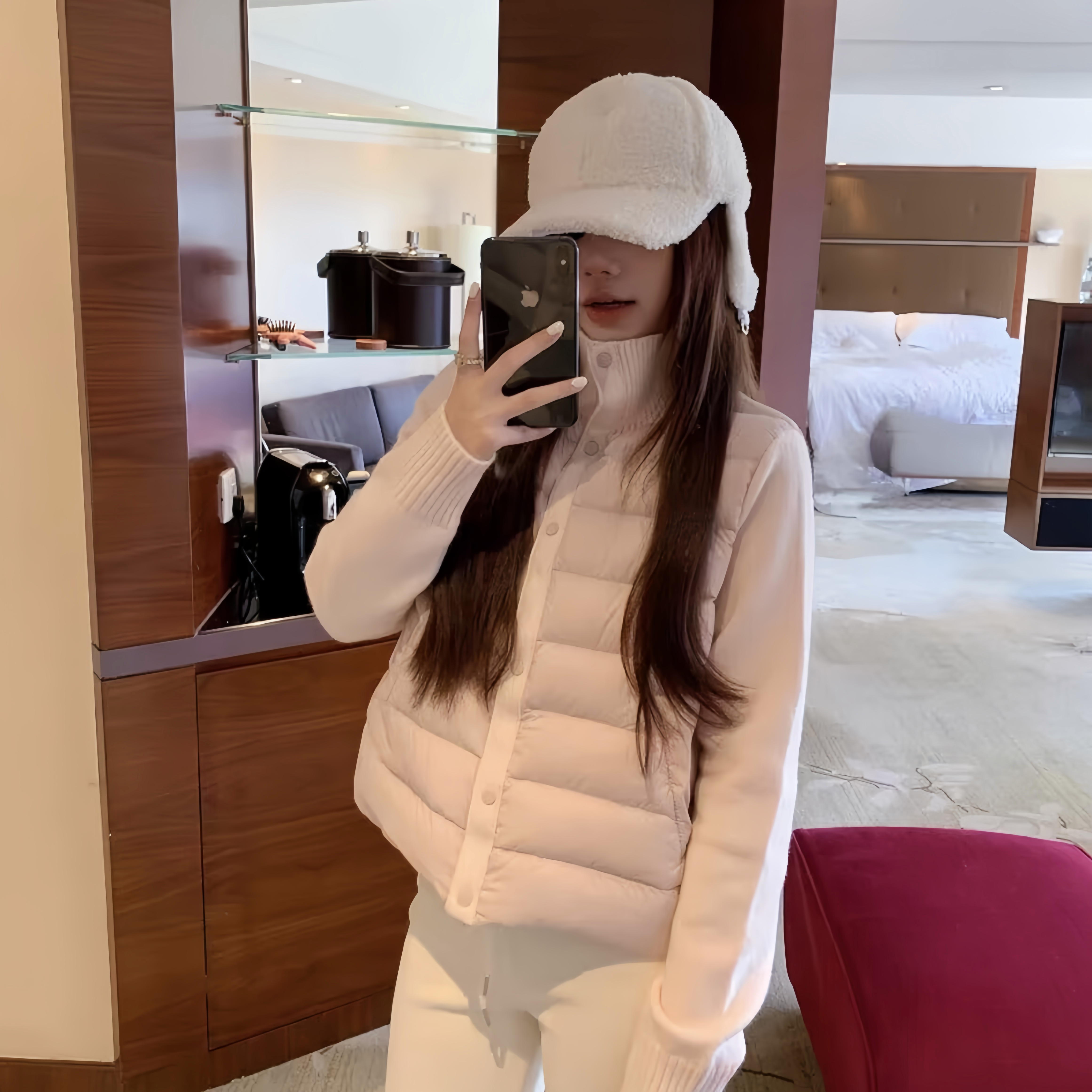 韩系针织拼接轻薄排骨羽绒棉服女2026年冬季巨好看小个子棉衣外套