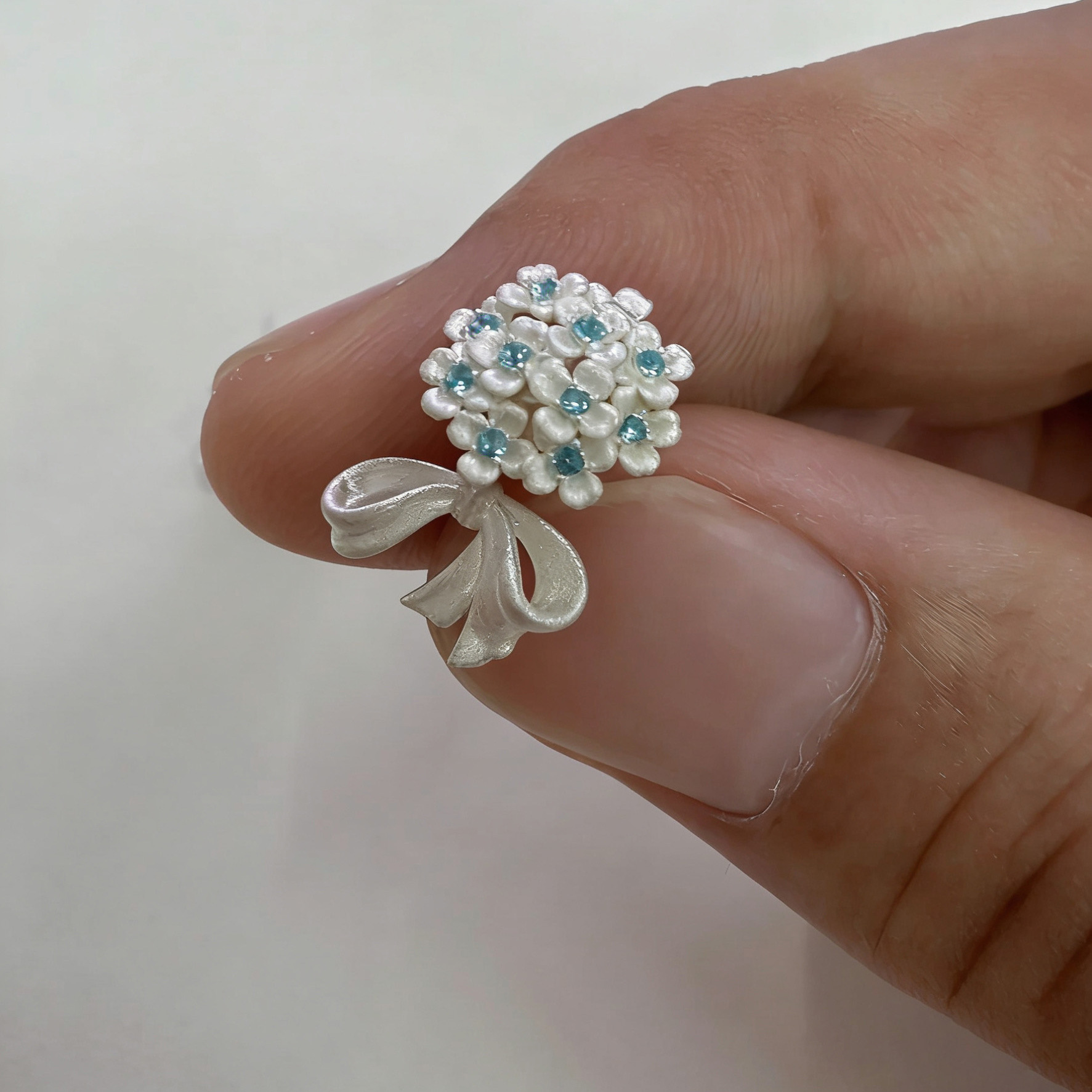 蝴蝶结花束耳钉女银饰高级感