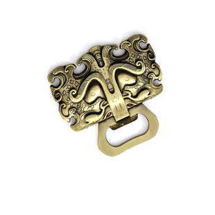 陕西博物馆兽面饕餮鎏金铜辅首冰箱贴开瓶器景点旅游纪念品伴手礼