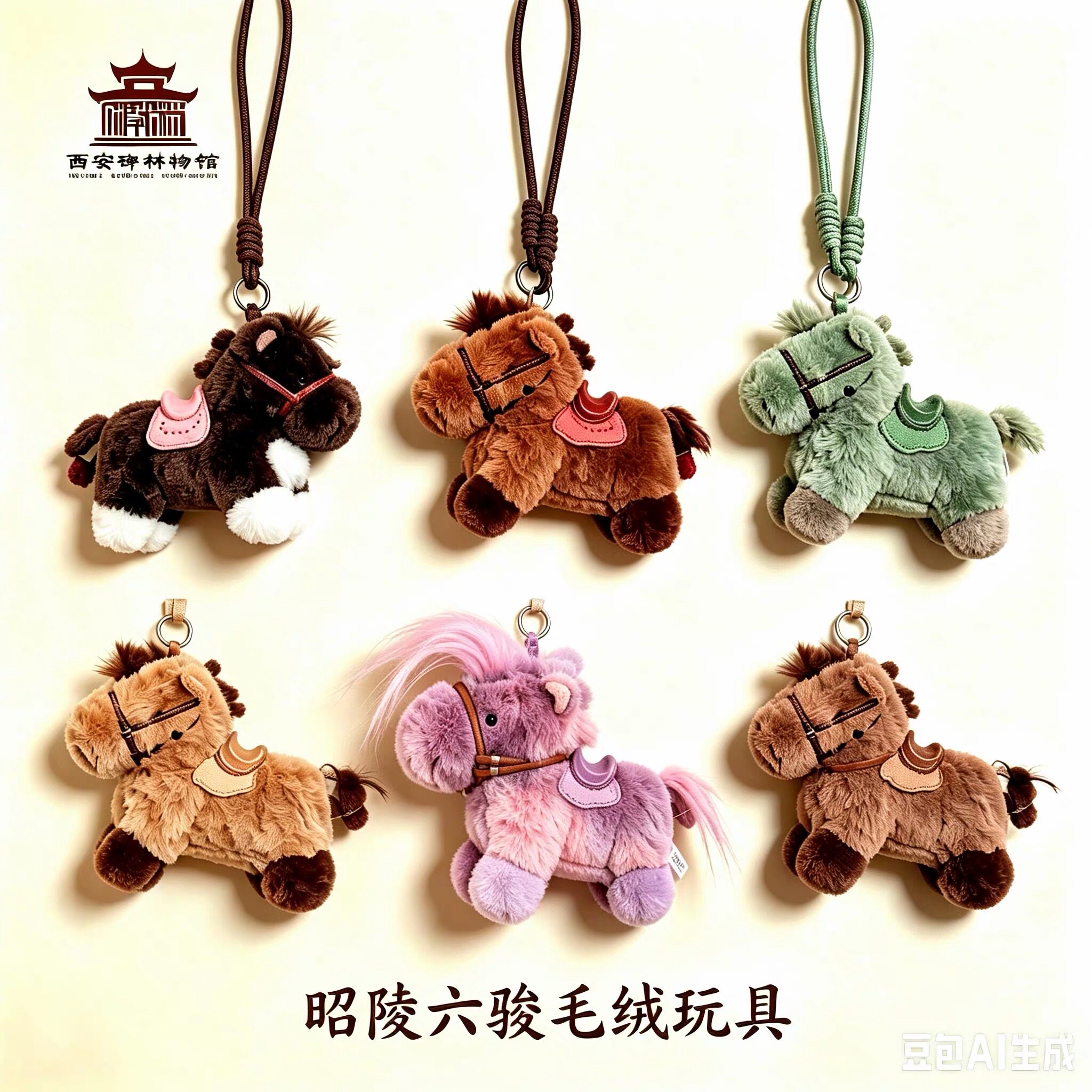 昭陵六骏毛绒挂件玩偶