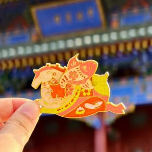 西安文创马年礼物正品唐富贵马上系列金属旋转冰箱贴有喜有福有财