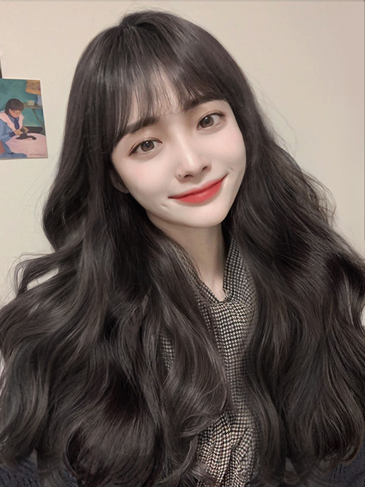 假发女长发长卷发网红空气刘海韩式发型大波浪蓬松修脸自然全头套