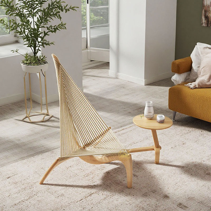 滑哈哈设计师竖琴椅北欧实木