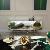 意大利实木餐边柜靠墙一体客厅储物柜家用豪华轻奢高级感玄关柜