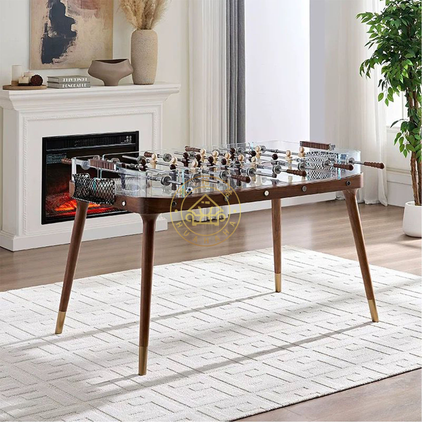 滑哈哈意式轻奢实木足球台娱乐桌