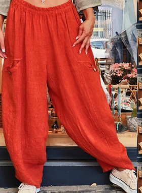 Loose-pocketed casual lantern pants春夏款口袋宽松休闲灯笼裤