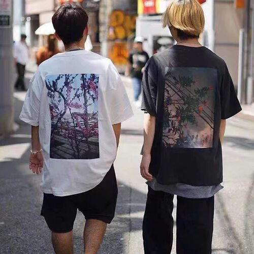夏季情侣款圆领宽松短袖t恤