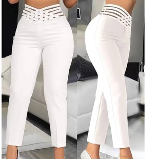 pants with 镂空腰带铅笔裤 waisted belts pencil out High cut