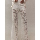 Sexy straight lace 性感蕾丝透视直筒长裤 see through leg pants