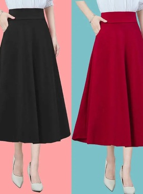 A long skirt with elastic and tight waists弹力橡筋腰半身长裙