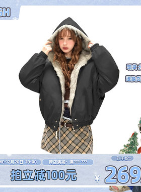 【五百推荐】座山雕毛外套精工棉服男女情侣冬保暖美式棉衣面包服