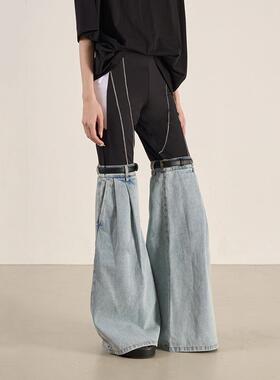 Womens patchwork jeans all-match slimming contrasting lines