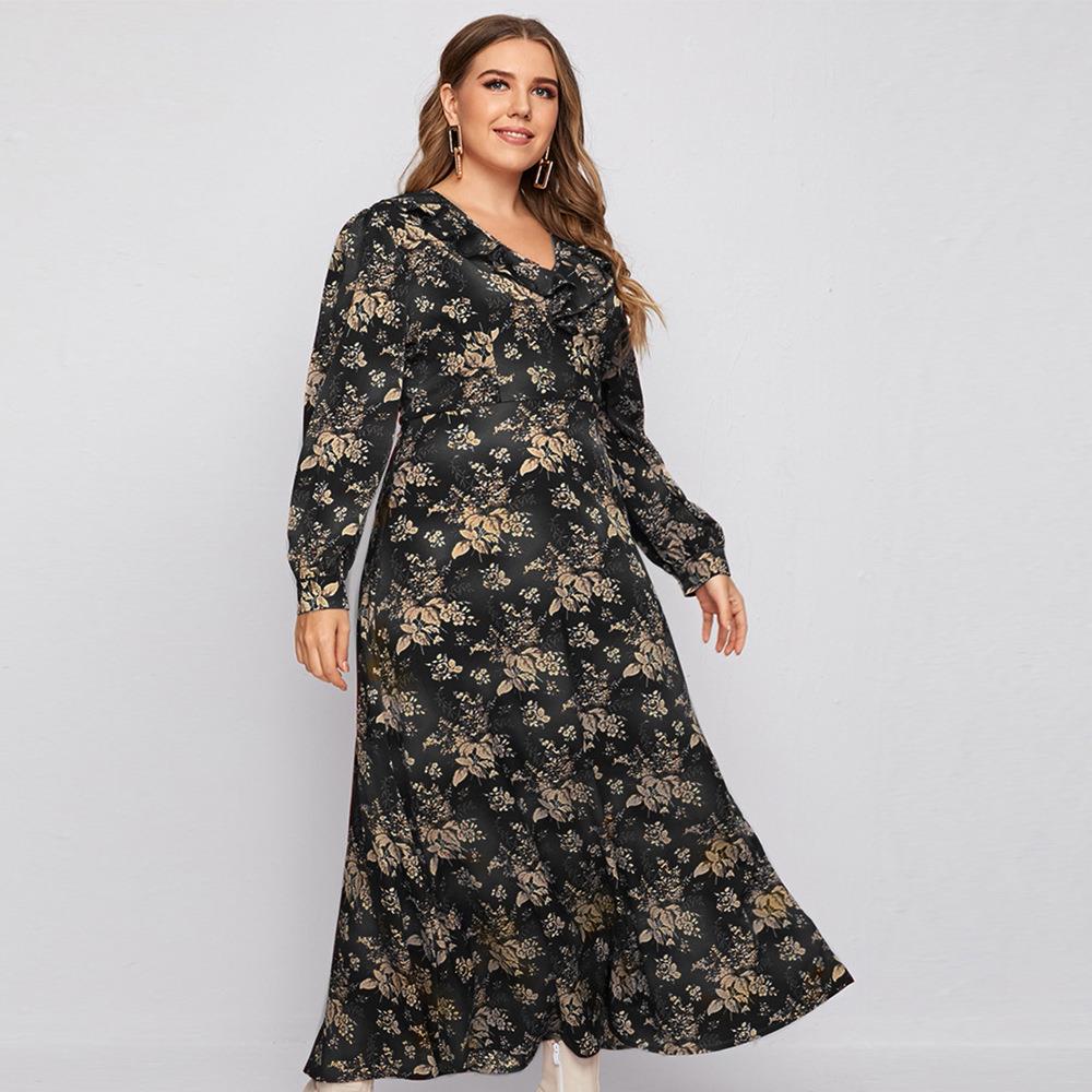 Fashionable plus size women's digital woven dress now
