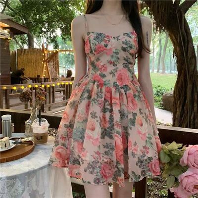 2025summer women sexy strap floral dress ladies mini dresses