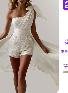 skirt mini sequined up lace swing wide top tube white fit