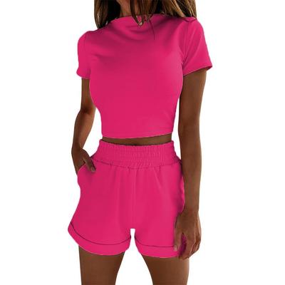 suit shorts exposed belly waist high sleeve short suit