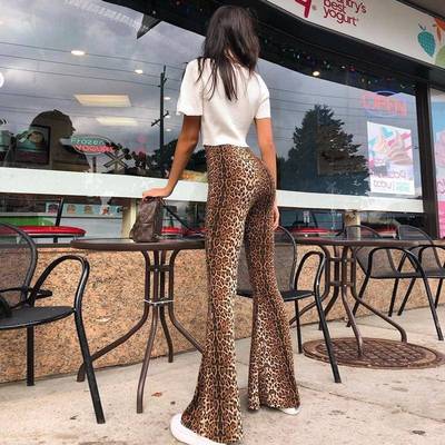 Leopard print flared pants INS street shot wide-leg pants
