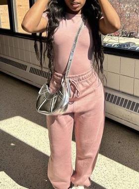 pants jogging loose with T-shirt slim cotton suit casual