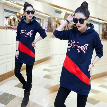 and hooded winter hoodies print long ladies pullover autumn