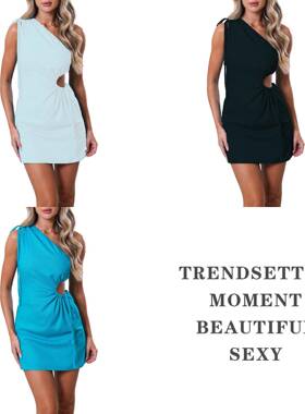 clothes female dress banquet waistless neck dress party