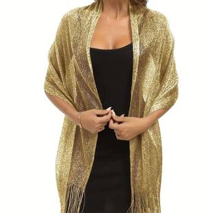 Towel Beach Holiday Seaside Shawl Scarf Gold Shiny Scarf