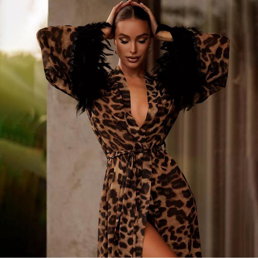 swimsuit robe printing long gown dress cover-ups womens