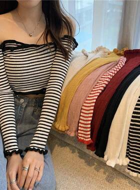 Womens One Shoulder Cross Cropped Lace Knitted Sweater Sexy