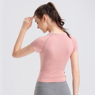 Tops Wear Yoga Sleeves Drying Womens Sportswear Quick Short